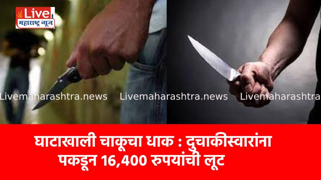 घाटाखाली चाकूचा धाक : दुचाकीस्वारांना पकडून १६,४०० रुपयांची लूट