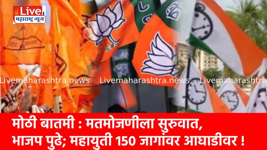 मोठी बातमी : मतमोजणीला सुरुवात, भाजप पुढे; महायुती 150 जागांवर आघाडीवर !