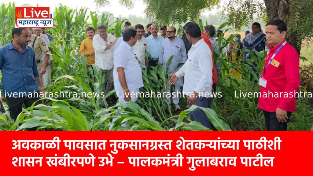 अवकाळी पावसात नुकसानग्रस्त शेतकऱ्यांच्या पाठीशी शासन खंबीरपणे उभे – पालकमंत्री गुलाबराव पाटील
