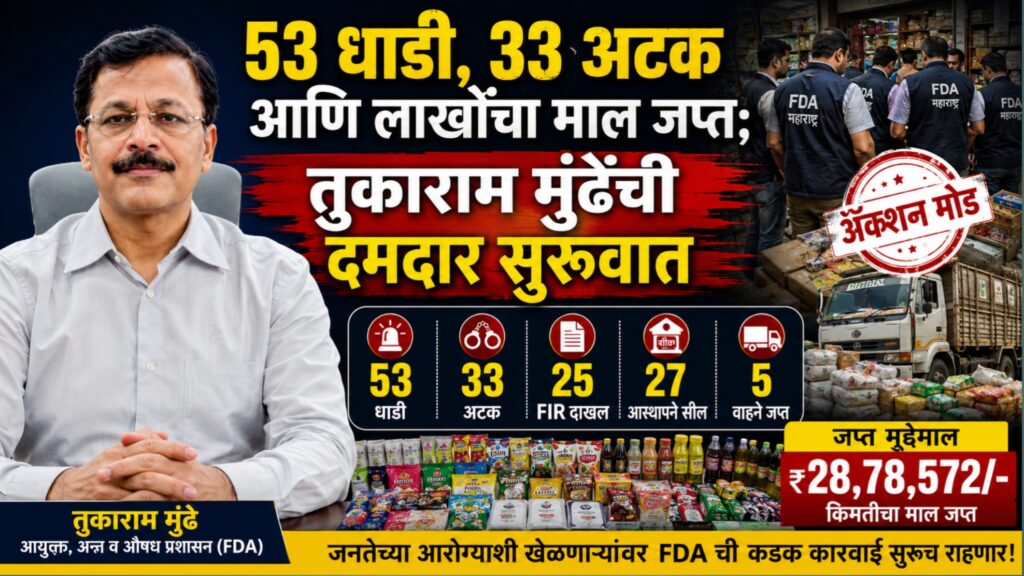 तुकाराम मुंढेंचा धडाका! 3 दिवसांत 53 धाडी; 33 भेसळखोर तुरुंगात