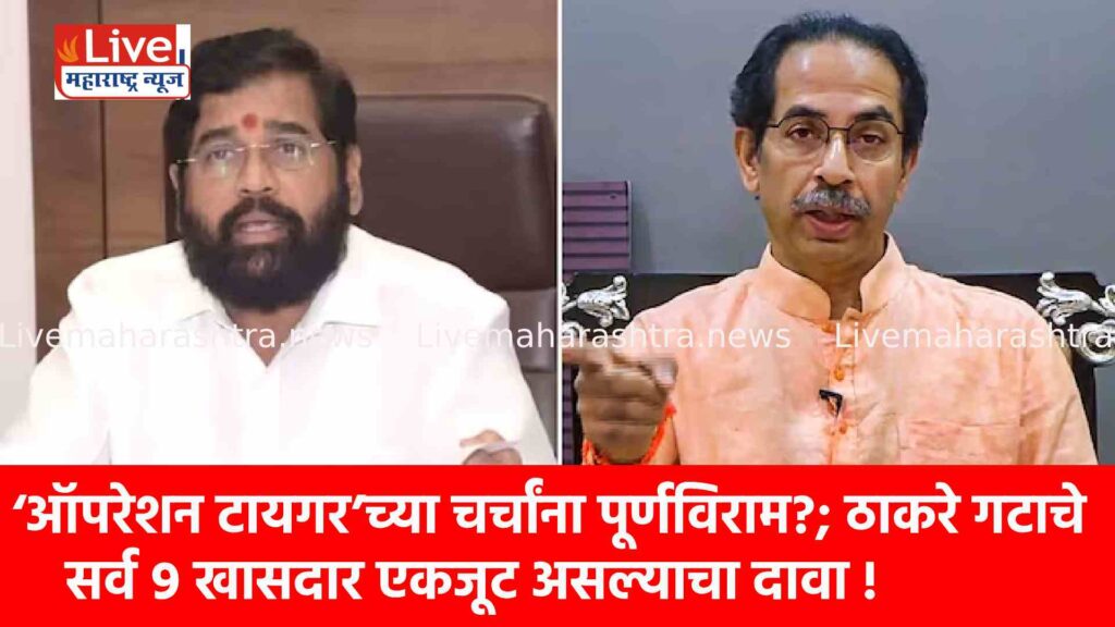 ‘ऑपरेशन टायगर’च्या चर्चांना पूर्णविराम?; ठाकरे गटाचे सर्व ९ खासदार एकजूट असल्याचा दावा !