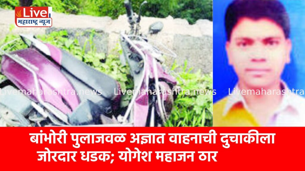 बांभोरी पुलाजवळ अज्ञात वाहनाची दुचाकीला जोरदार धडक; योगेश महाजन ठार