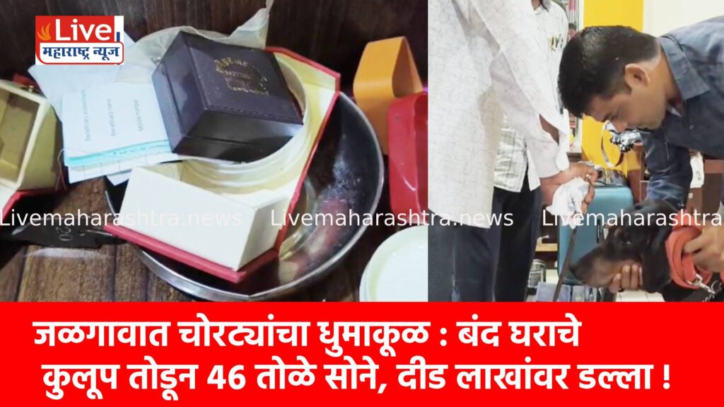 जळगावात चोरट्यांचा धुमाकूळ : बंद घराचे कुलूप तोडून ४६ तोळे सोने, दीड लाखांवर डल्ला !