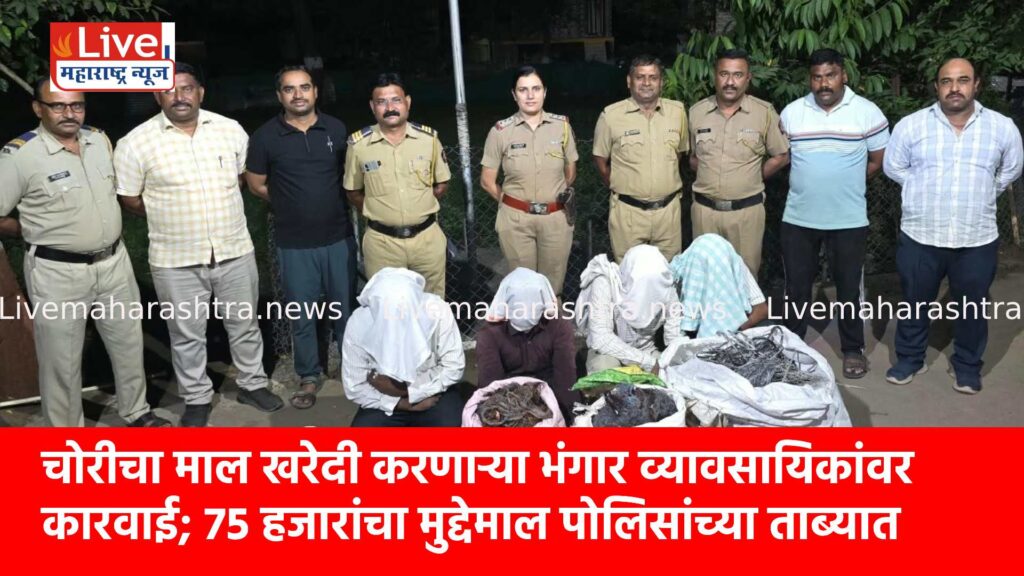 चोरीचा माल खरेदी करणाऱ्या भंगार व्यावसायिकांवर कारवाई; 75 हजारांचा मुद्देमाल पोलिसांच्या ताब्यात