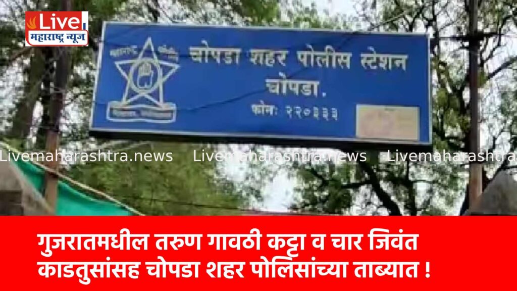 गुजरातमधील तरुण गावठी कट्टा व चार जिवंत काडतुसांसह चोपडा शहर पोलिसांच्या ताब्यात !